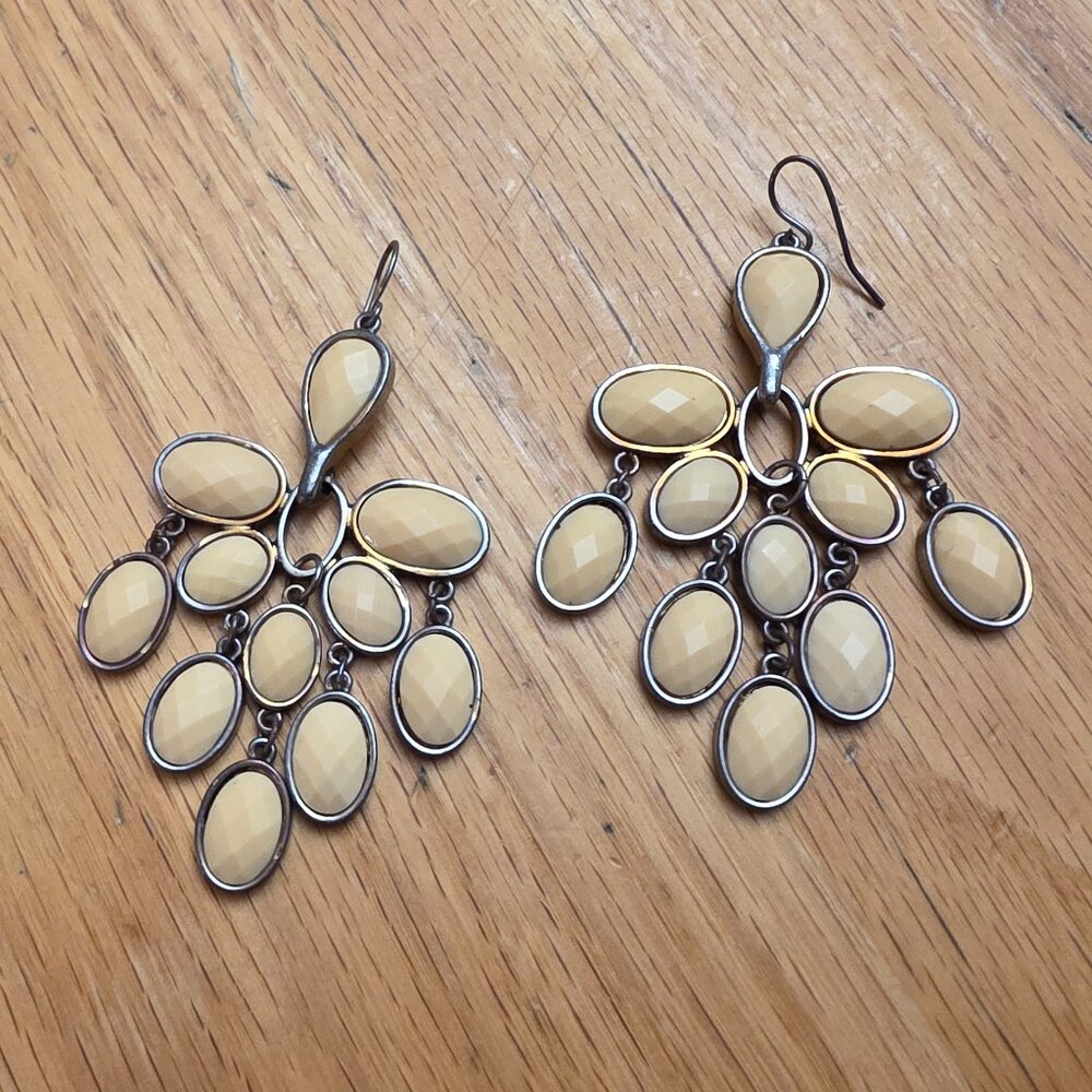 Etsy Vintage Cream Stone Chandelier Style Drop Dangle Earrings